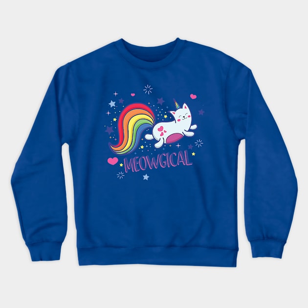 Meowgical Magical Rainbow Kitty Cat Unicorn 1 Crewneck Sweatshirt by EverettButlers